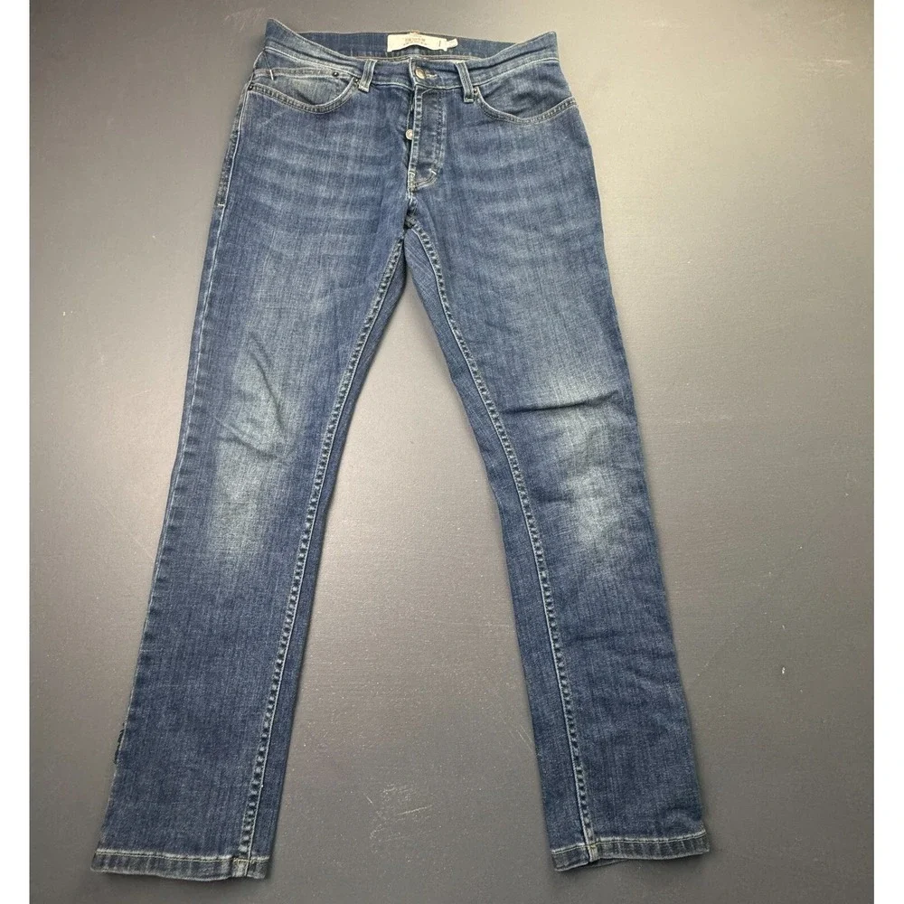 Topman Men's 33x32 Blue Slim Jeans Stretch Denim Button Fly Cotton Blend Casual